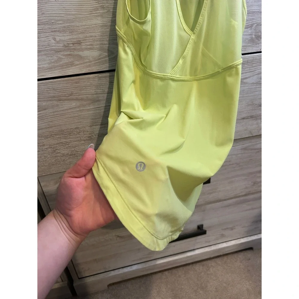 Lululemon High Neck Mesh Back Keyhole Running Tank Top Yellow Size 6 - Picture 5 of 6